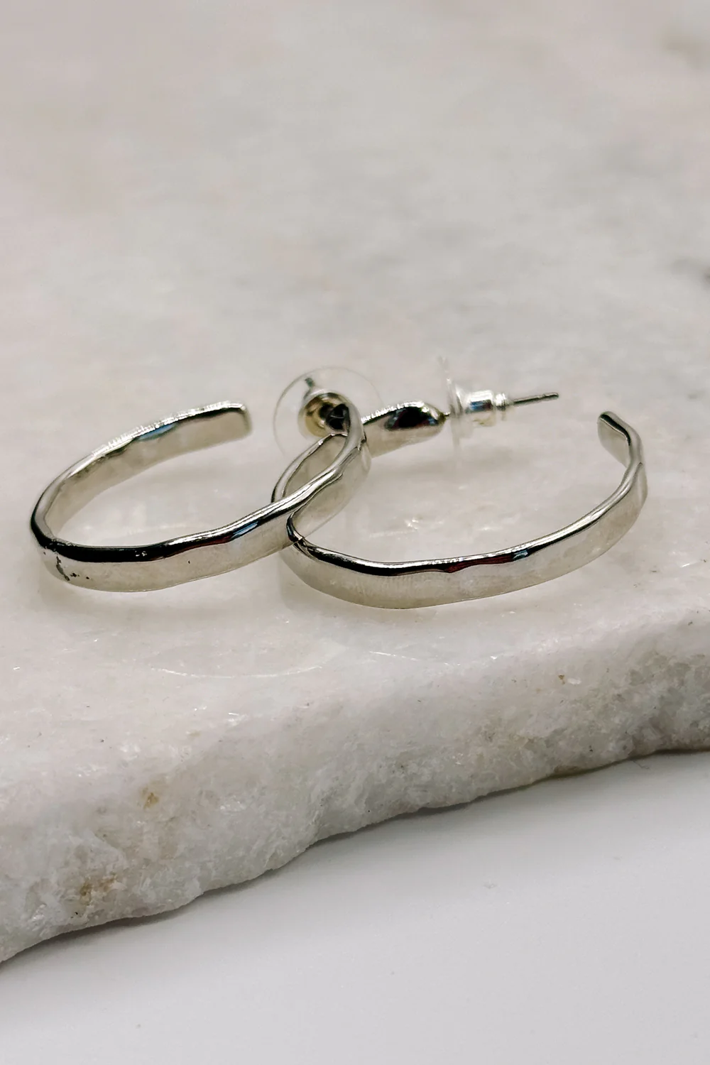 Layla Silver Hammered Hoop Earring - Image 2