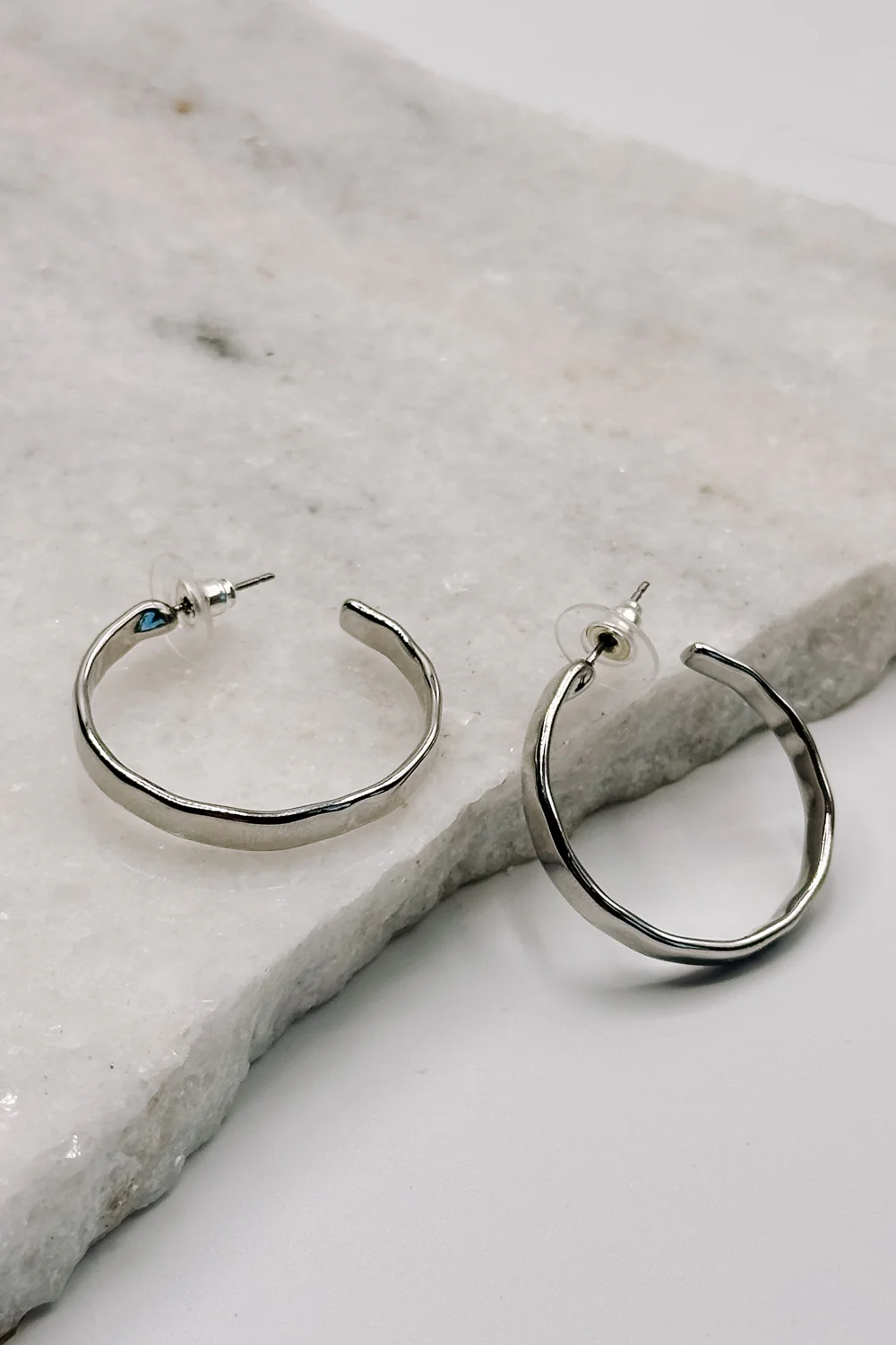 Layla Silver Hammered Hoop Earring - Image 3