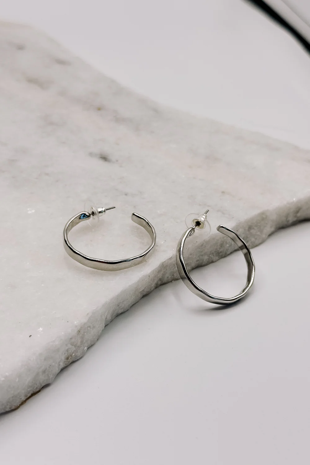 Layla Silver Hammered Hoop Earring - Image 4