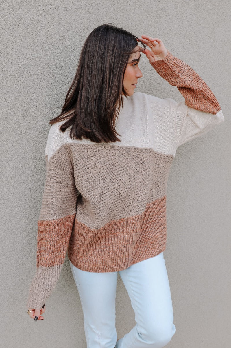 Layla Taupe Multi Long Sleeve Sweater - Image 4