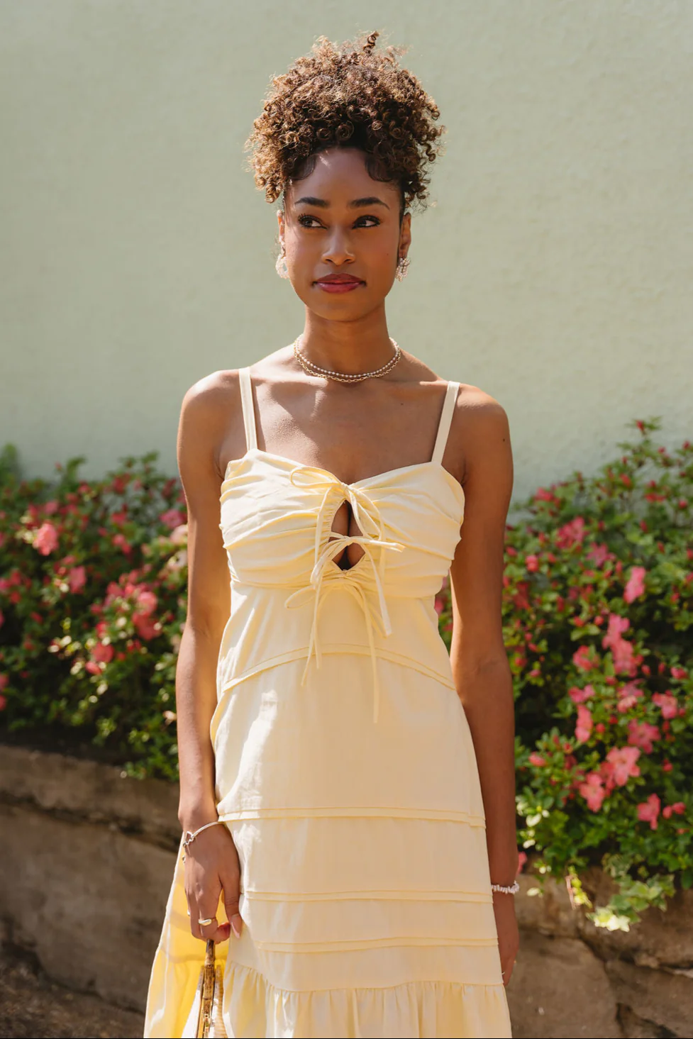 Layla Yellow Flare Midi Sleeveless Dress - Image 5