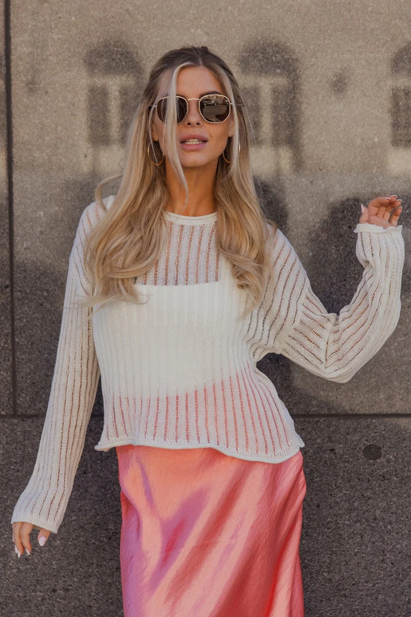 Leah Cream Striped Long Sleeve Top - Image 5