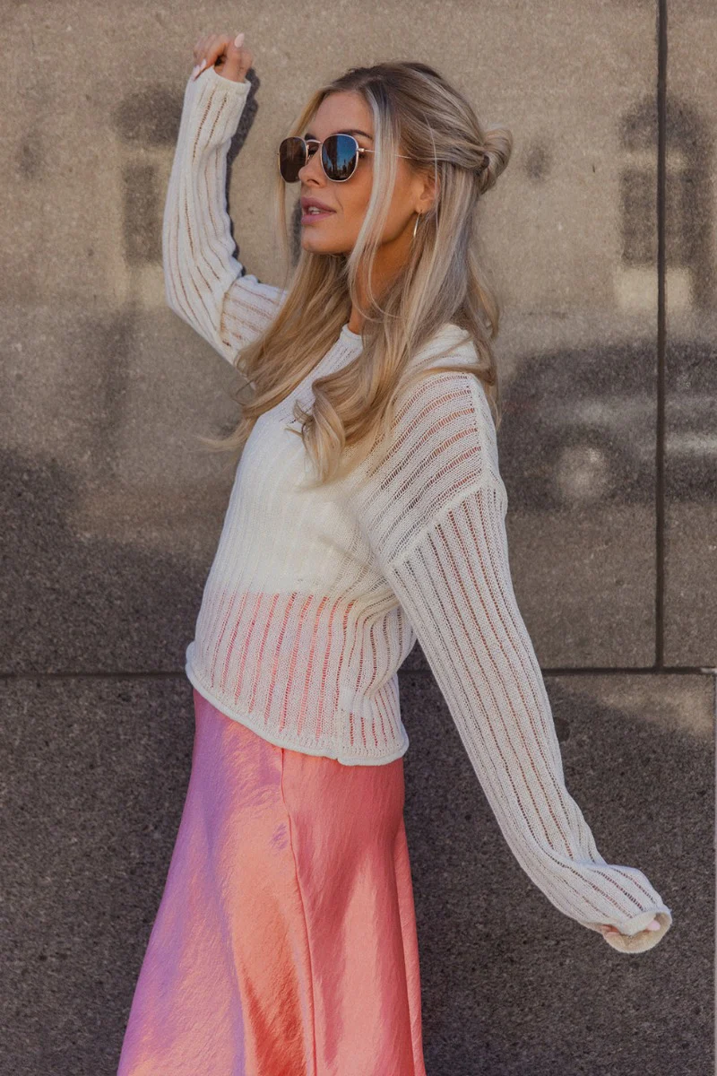 Leah Cream Striped Long Sleeve Top - Image 6