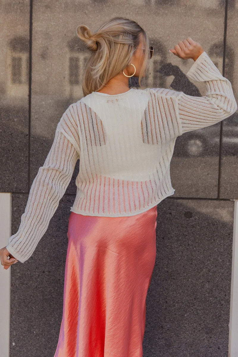 Leah Cream Striped Long Sleeve Top - Image 7