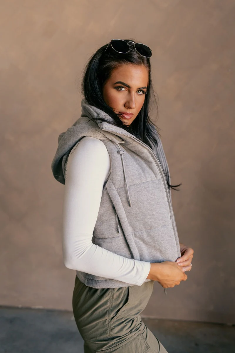 Leah Heather Grey Hoodie Vest - Image 4