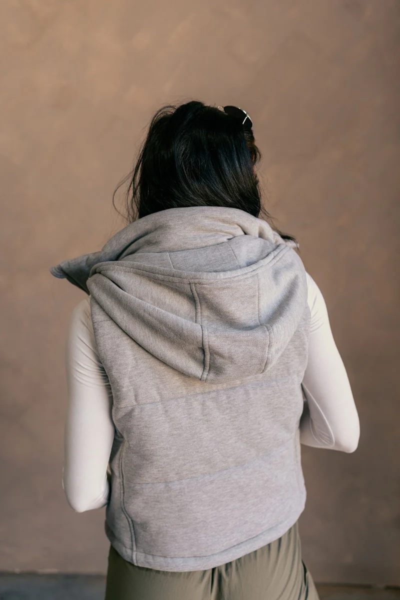 Leah Heather Grey Hoodie Vest - Image 5