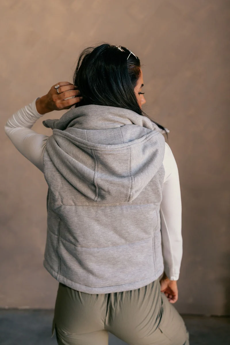 Leah Heather Grey Hoodie Vest - Image 6