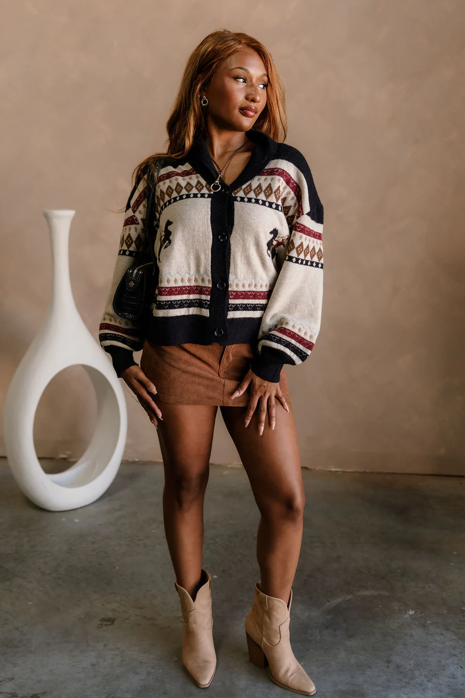 Leandra Cream Multi Horse Motif Cardigan - Image 10