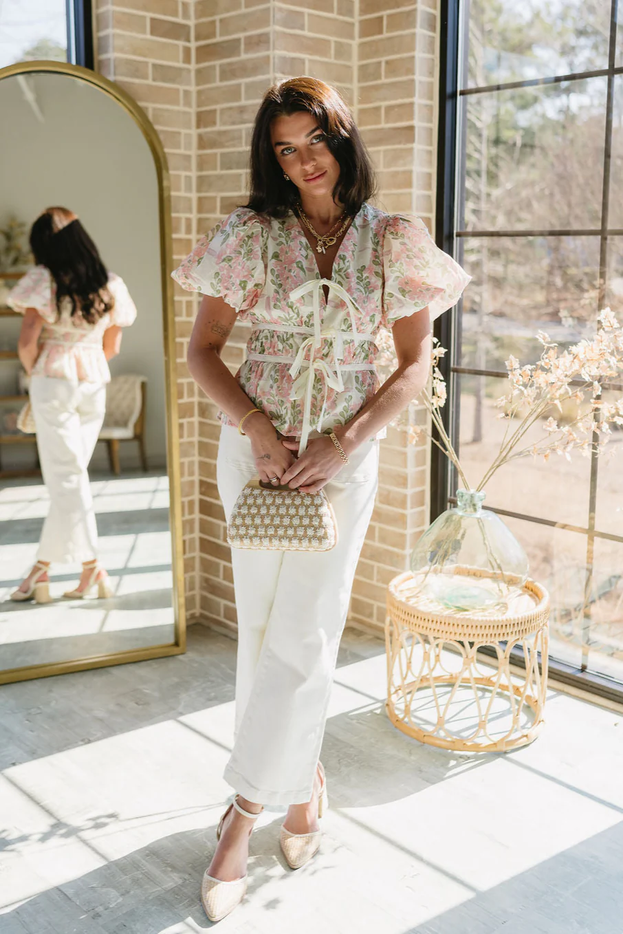Leandra Floral Print Puff Sleeve Top - Image 4