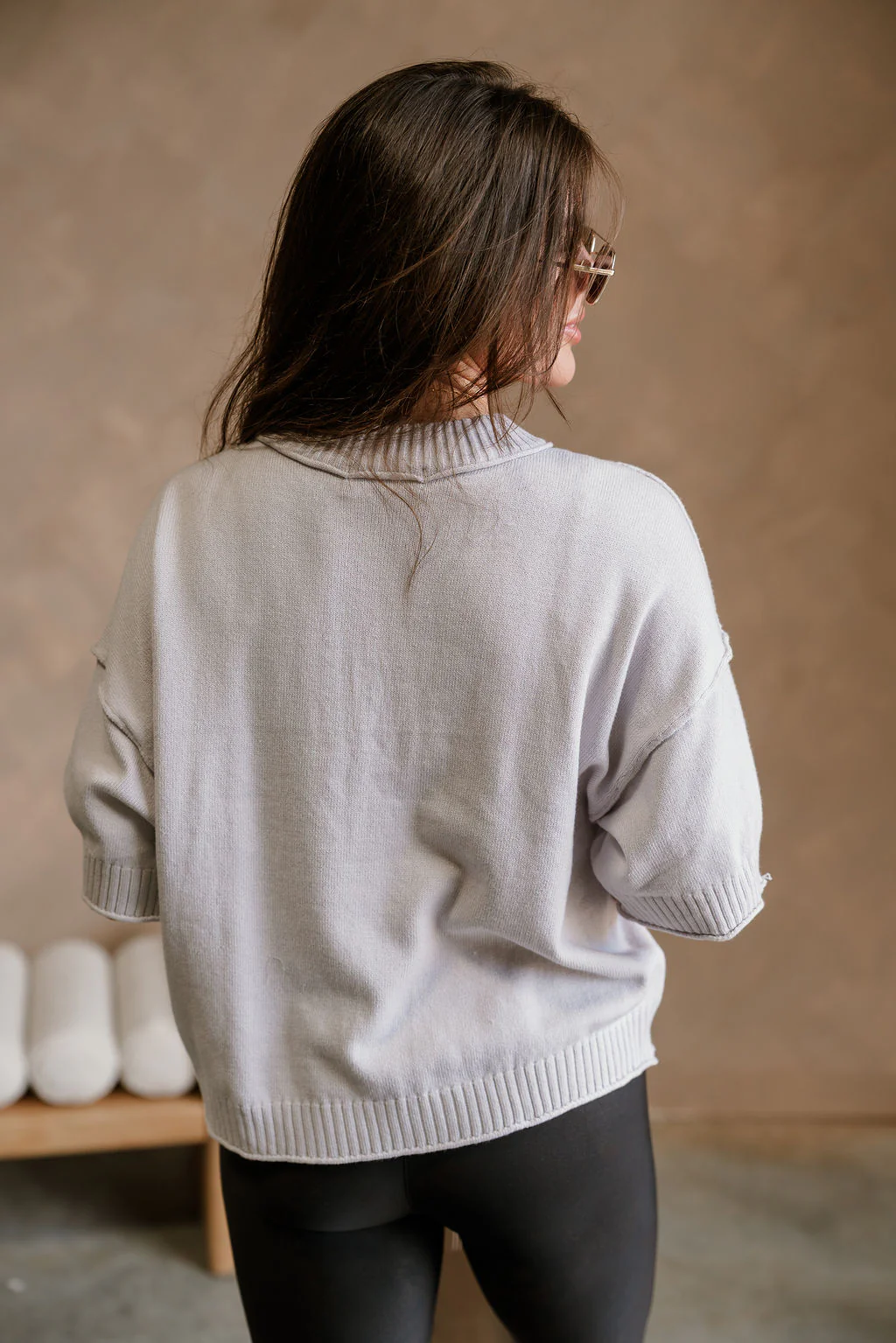 Leanne Light Grey Short Sleeve Sweater - Image 7