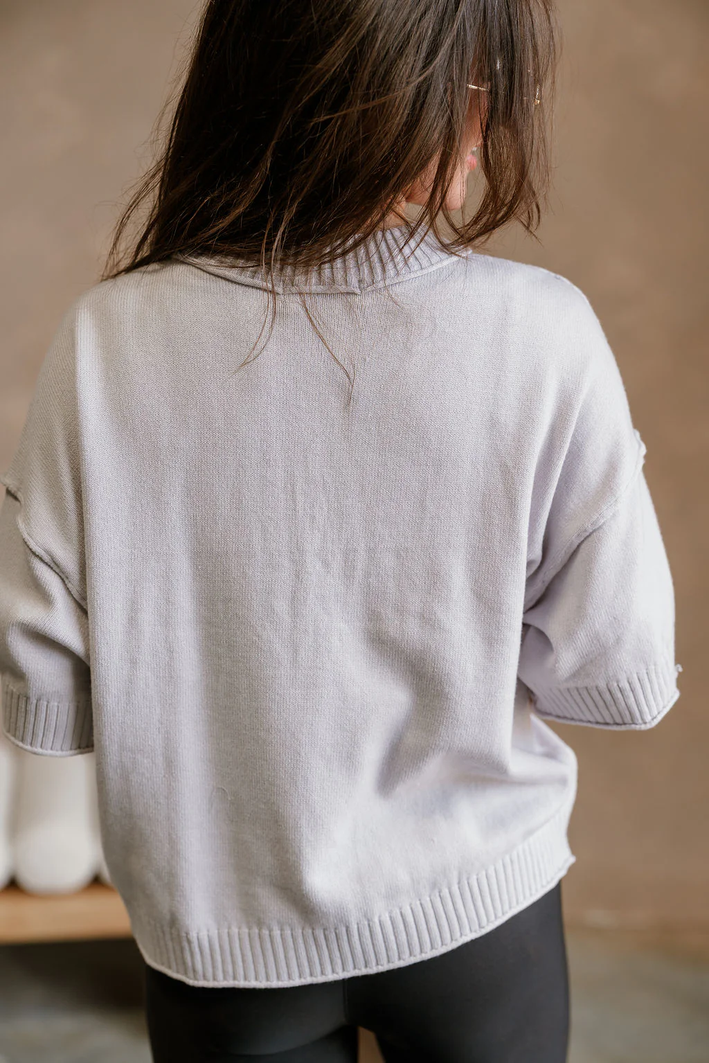 Leanne Light Grey Short Sleeve Sweater - Image 8