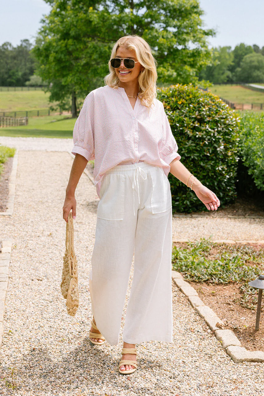 Leanne Pink & White Striped Top