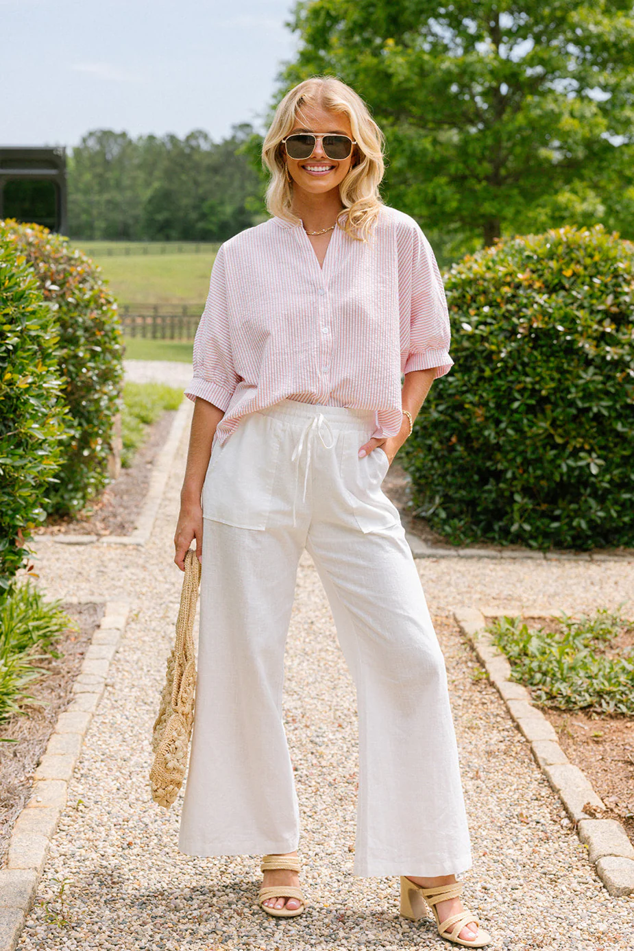 Leanne Pink & White Striped Top - Image 2