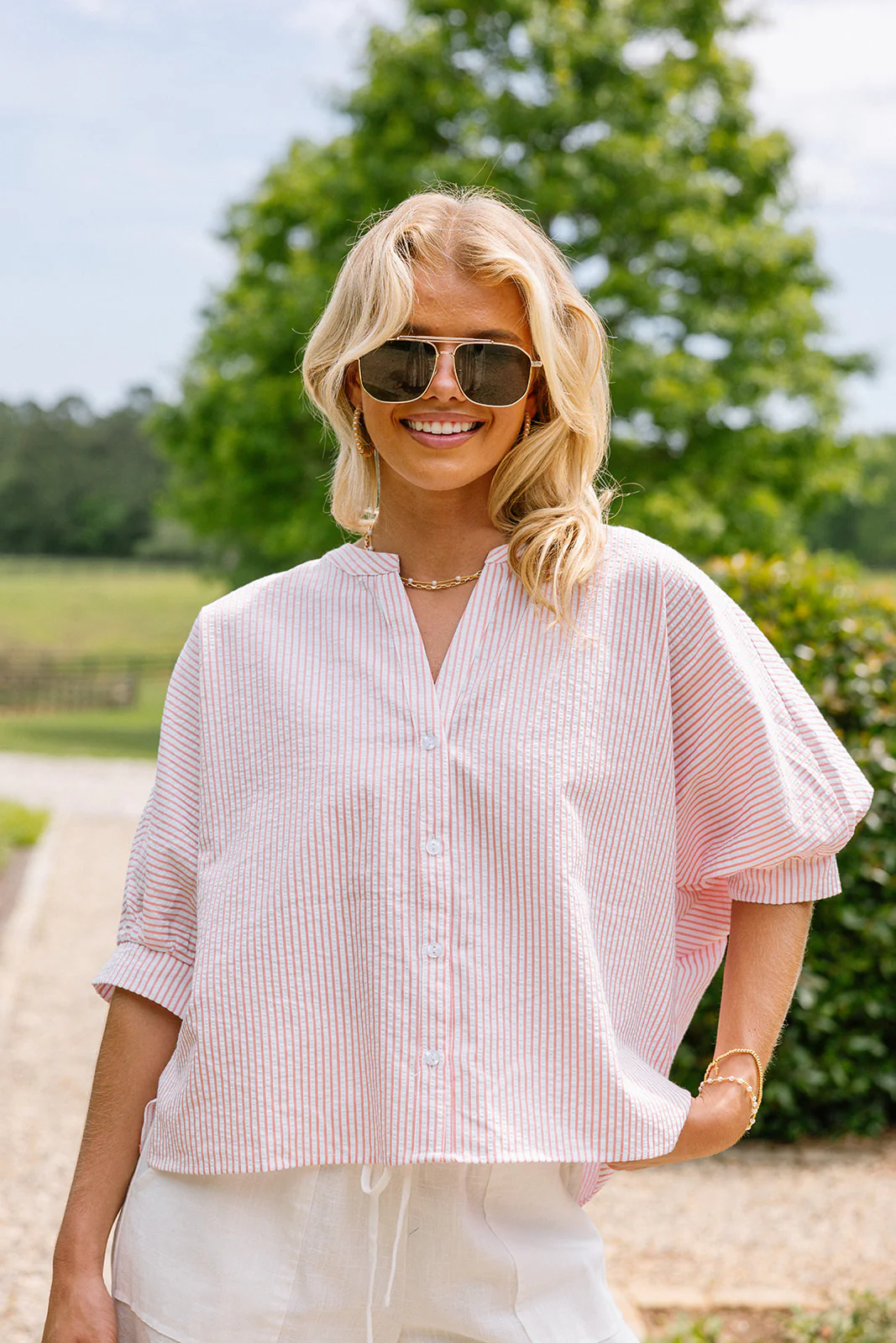Leanne Pink & White Striped Top - Image 4