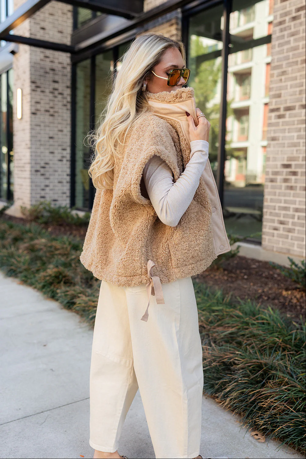 Leia Brown Suede & Shearling Vest - Image 3