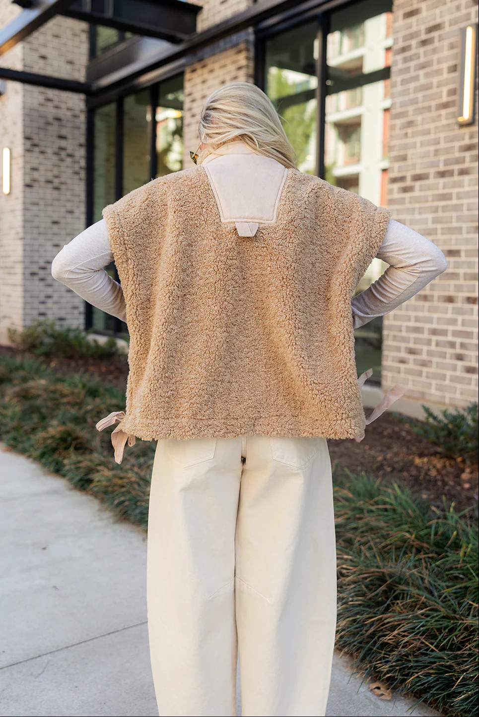 Leia Brown Suede & Shearling Vest - Image 4