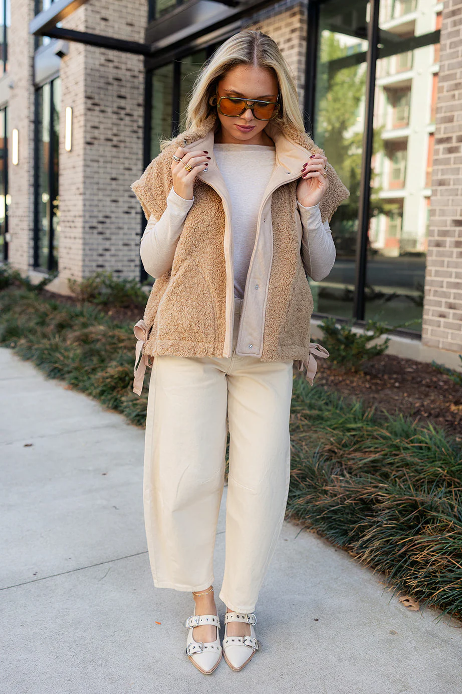Leia Brown Suede & Shearling Vest - Image 5