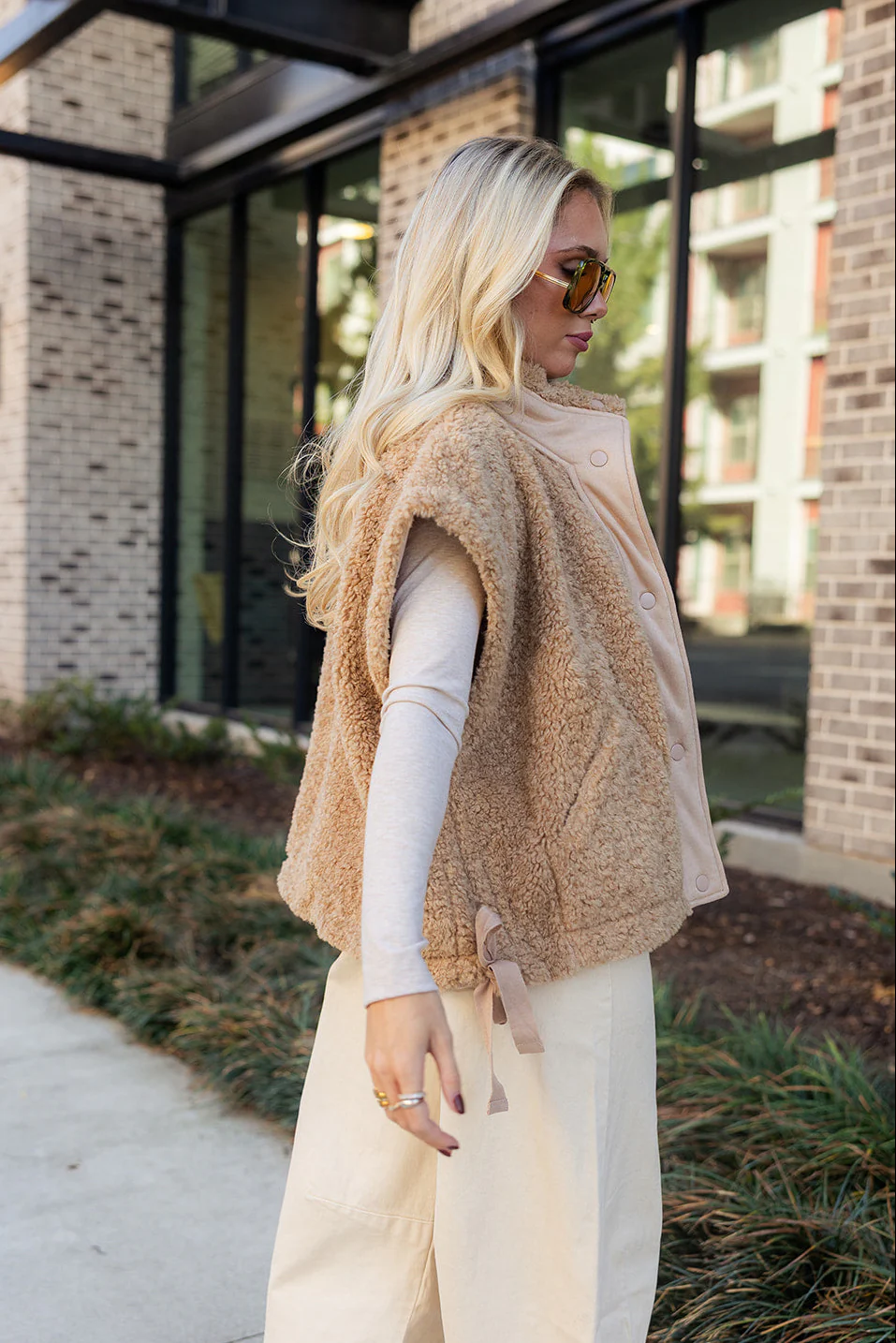 Leia Brown Suede & Shearling Vest - Image 6