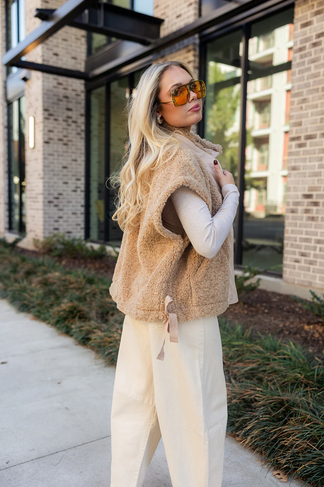 Leia Brown Suede & Shearling Vest - Image 7