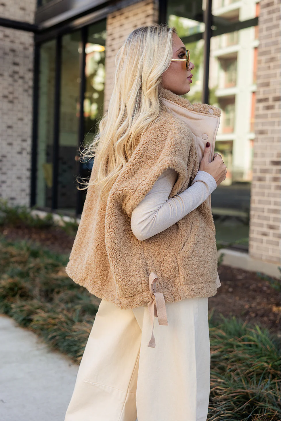 Leia Brown Suede & Shearling Vest - Image 8