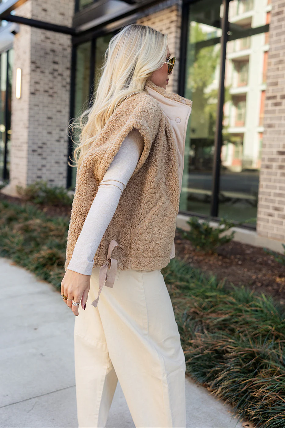 Leia Brown Suede & Shearling Vest - Image 9