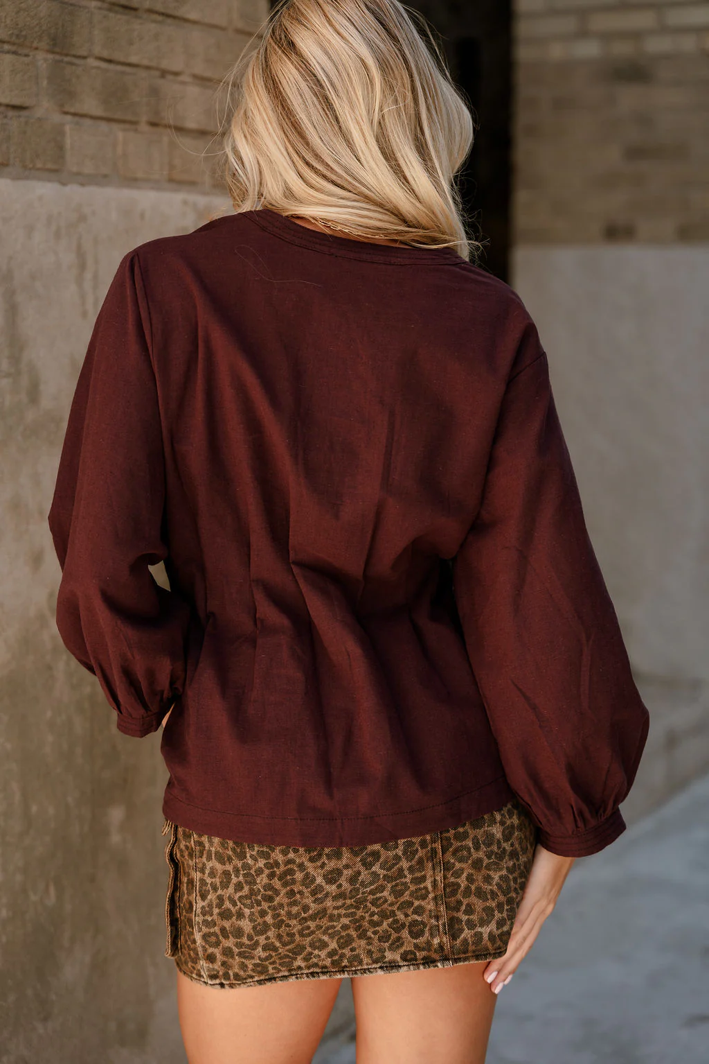 Leia Maroon Pleated Long Sleeve Top - Image 4