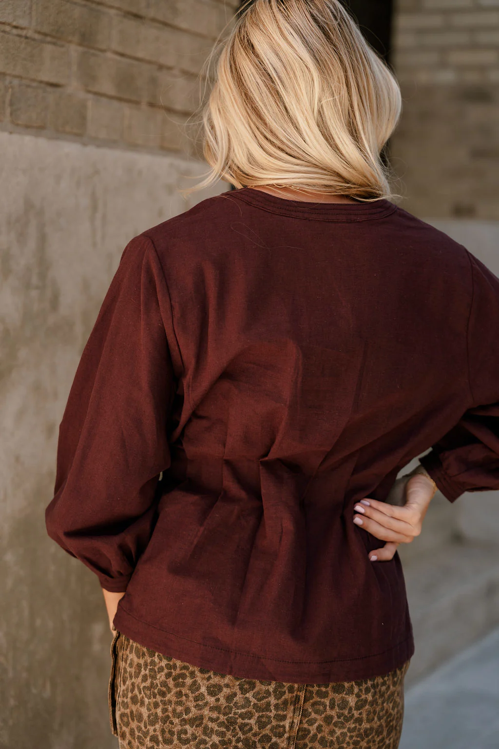 Leia Maroon Pleated Long Sleeve Top - Image 8