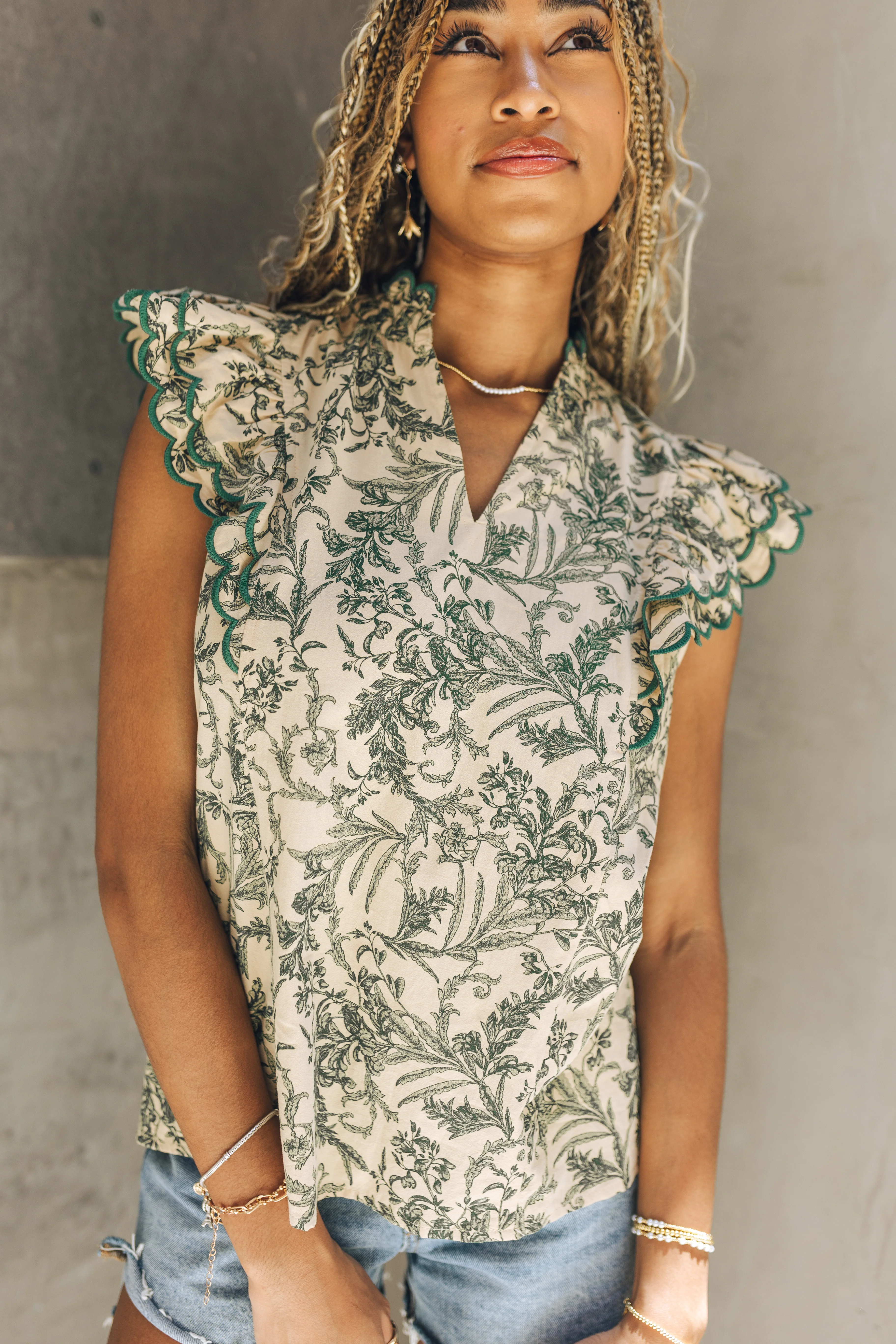 Leigh Floral Ruffle Tank
