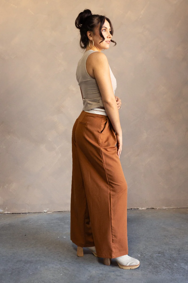 Leighton Brown Wide Leg Pants - Image 4