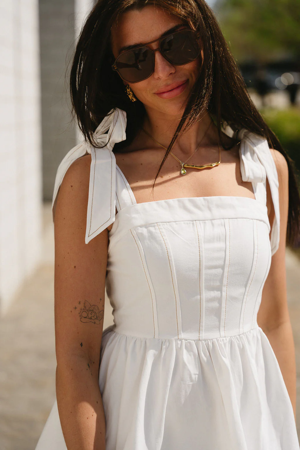 Leighton White Flare Mini Dress - Image 2