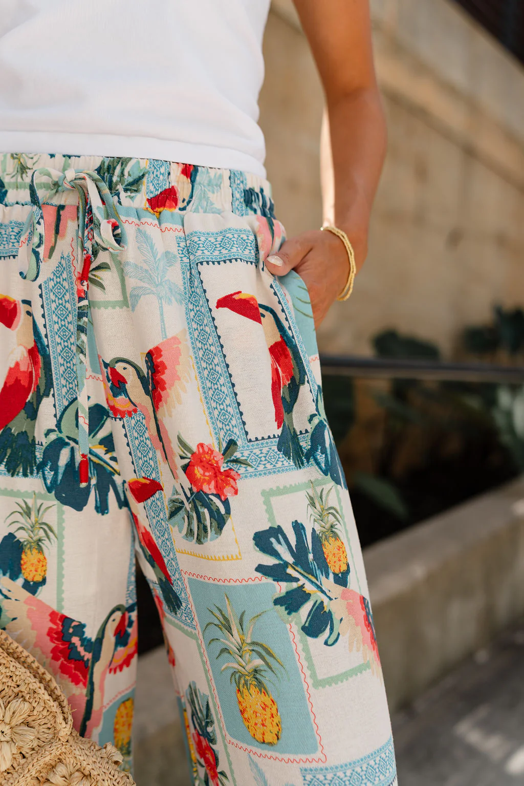 Leila Cream Multi Toucan Tropical Pants - Image 5