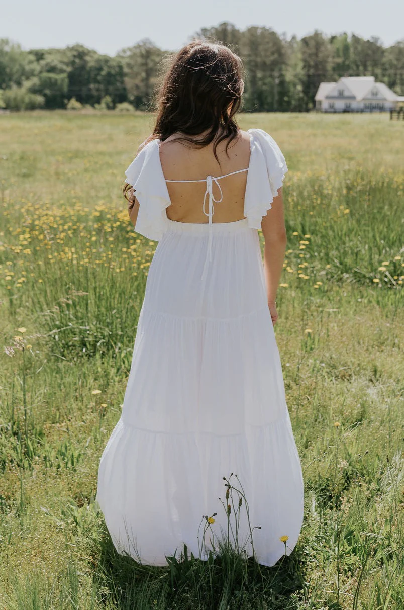 Leila Cream Ruffle Short Sleeve Maxi Dress - Image 10