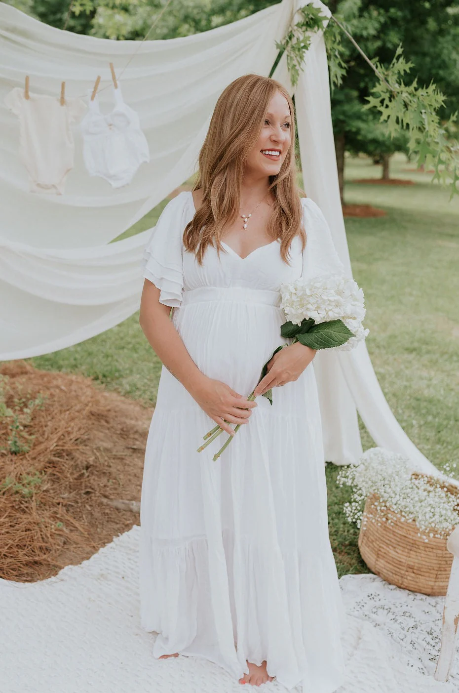 Leila Cream Ruffle Short Sleeve Maxi Dress - Image 11
