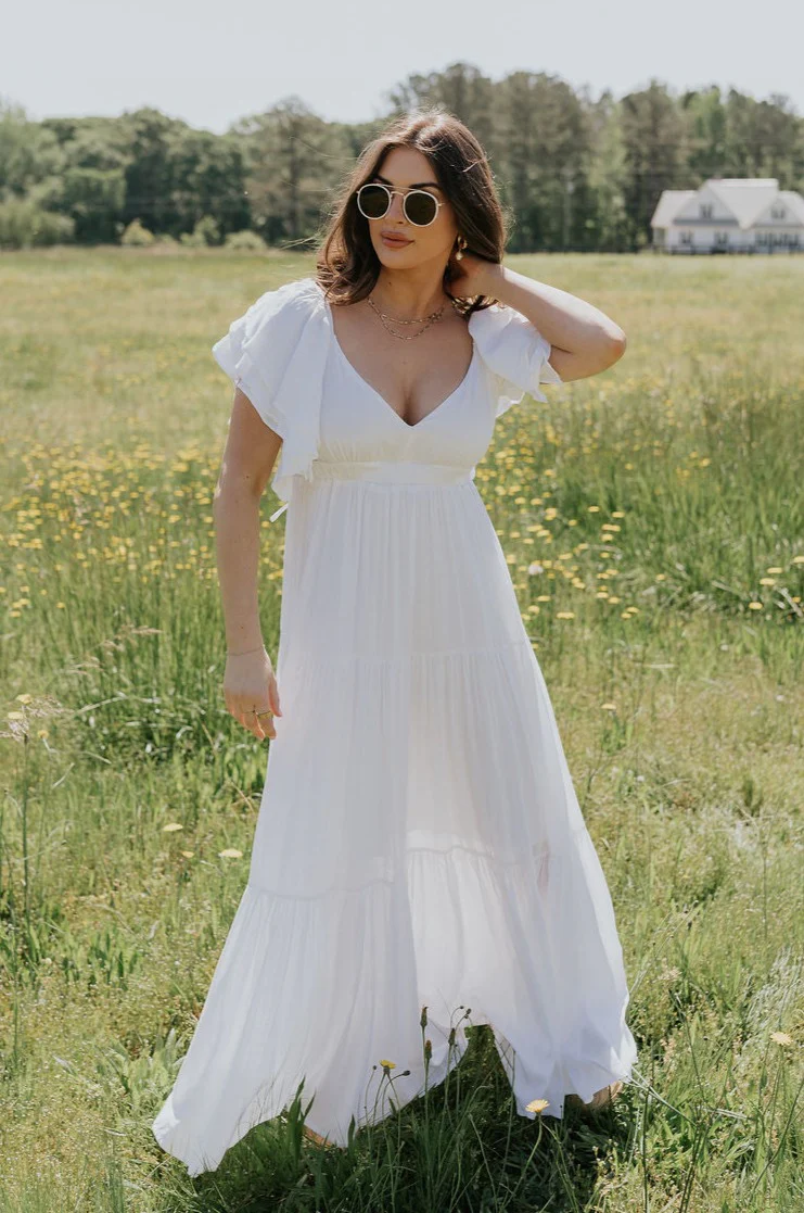 Leila Cream Ruffle Short Sleeve Maxi Dress - Image 2