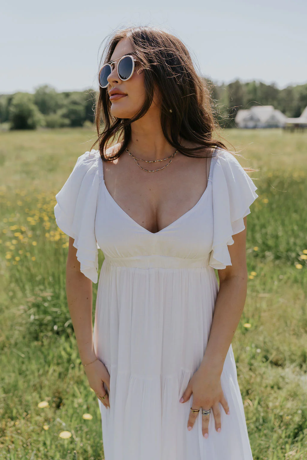 Leila Cream Ruffle Short Sleeve Maxi Dress - Image 4