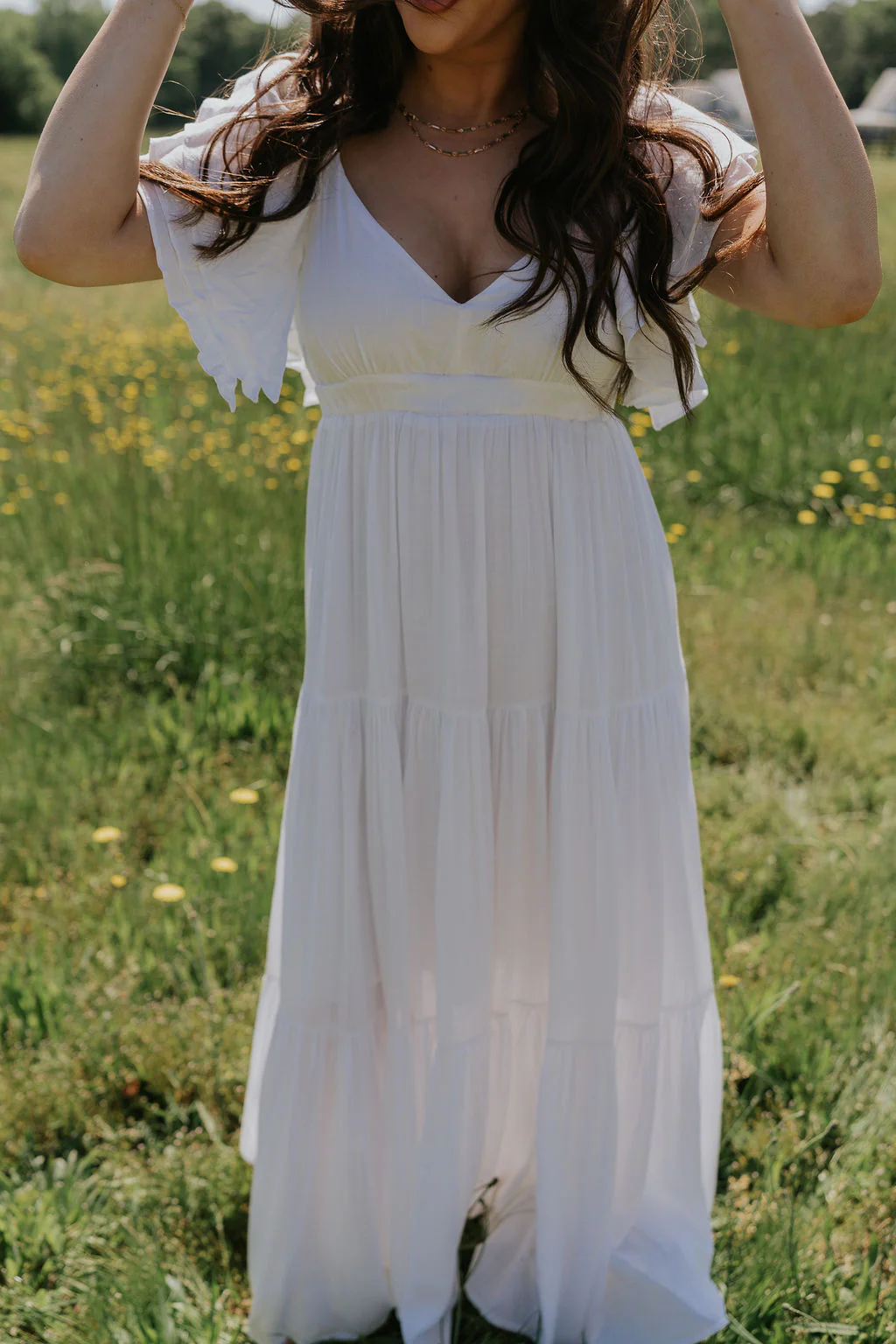 Leila Cream Ruffle Short Sleeve Maxi Dress - Image 6