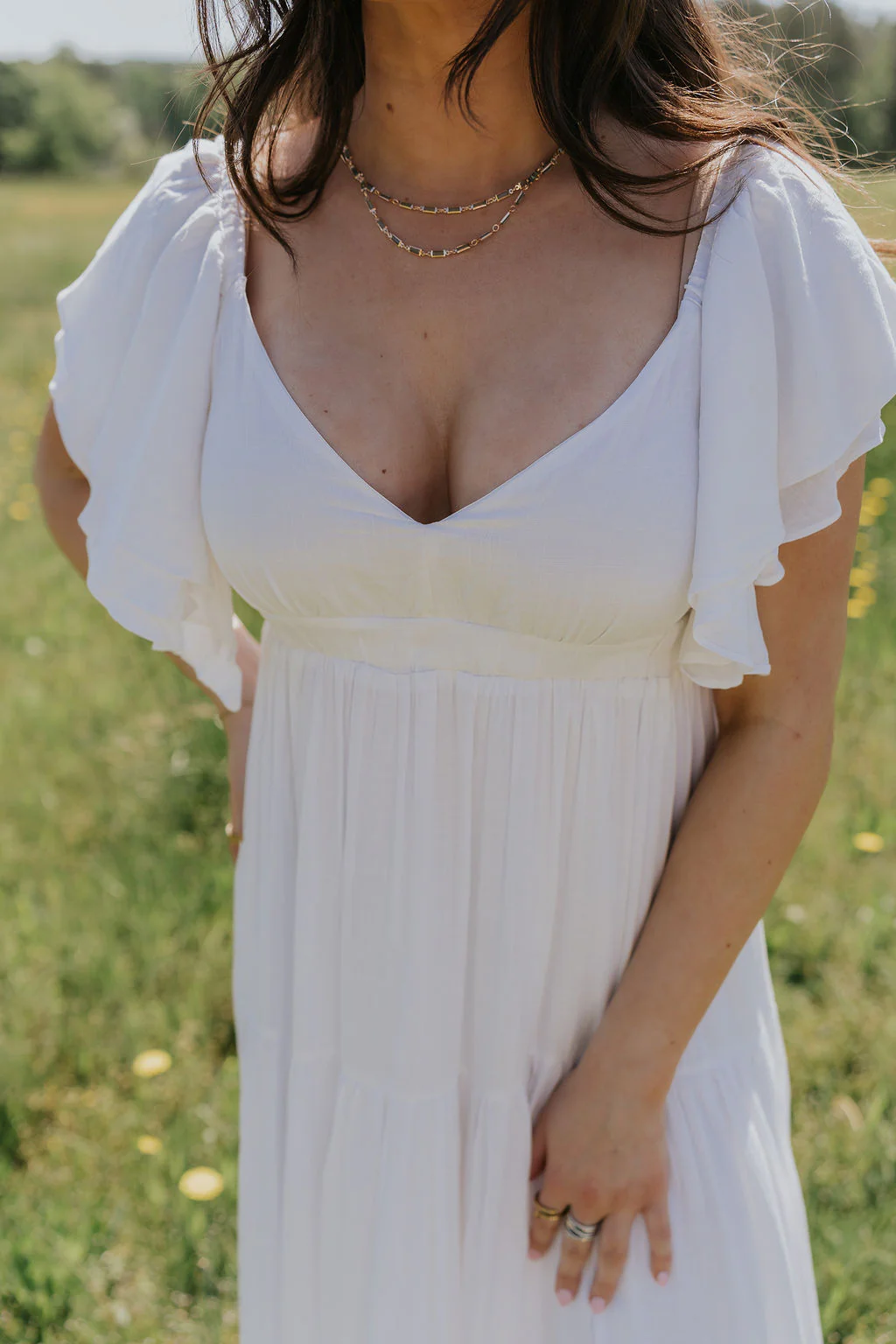 Leila Cream Ruffle Short Sleeve Maxi Dress - Image 7