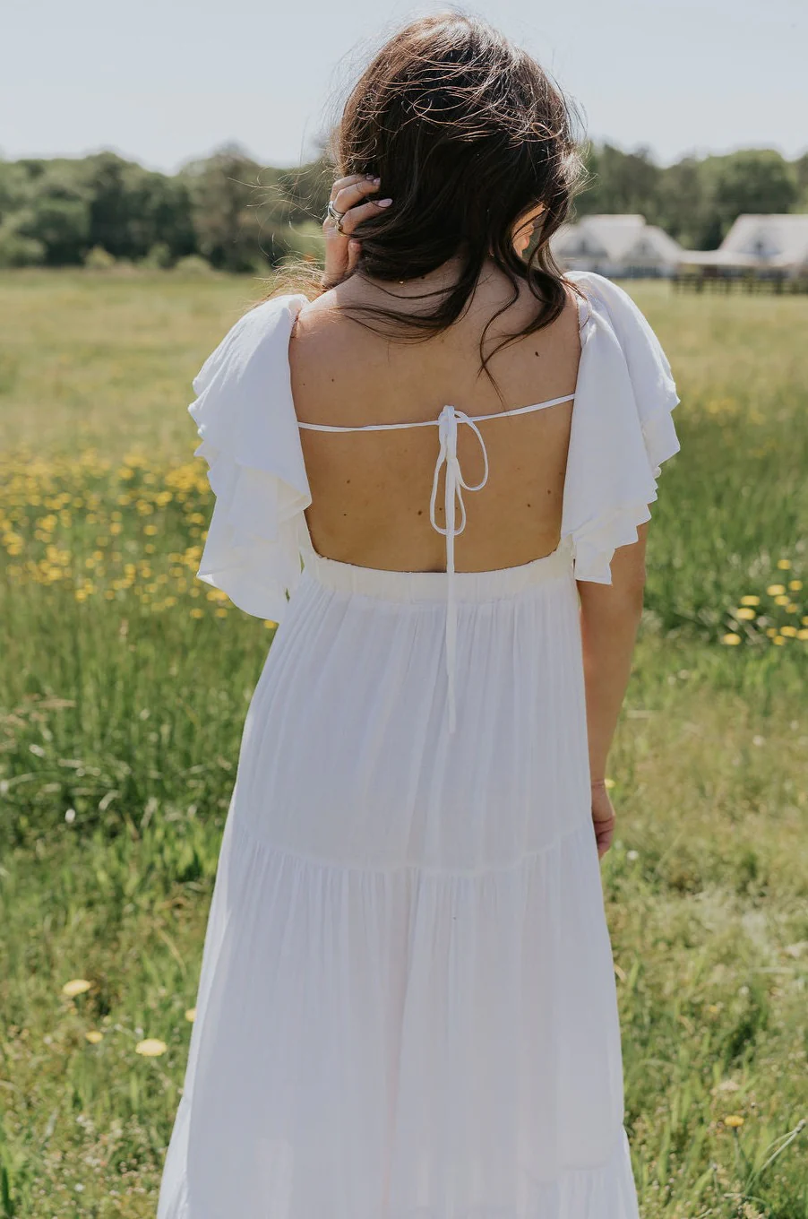 Leila Cream Ruffle Short Sleeve Maxi Dress - Image 9