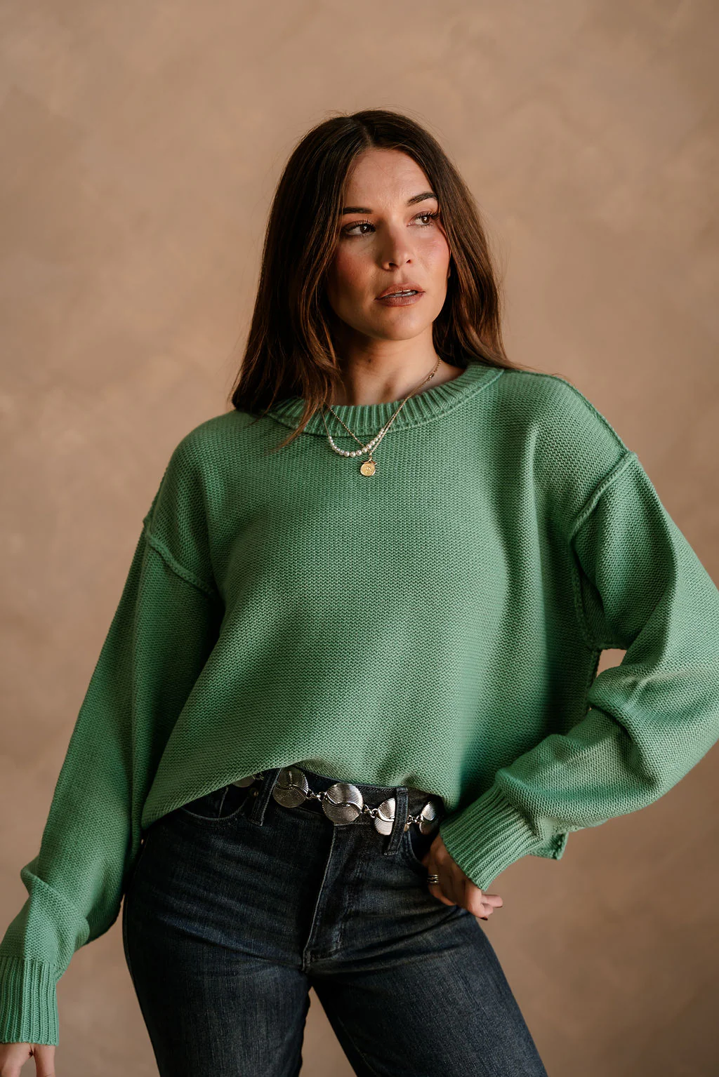 Leila Emerald Green Knit Sweater - Image 3