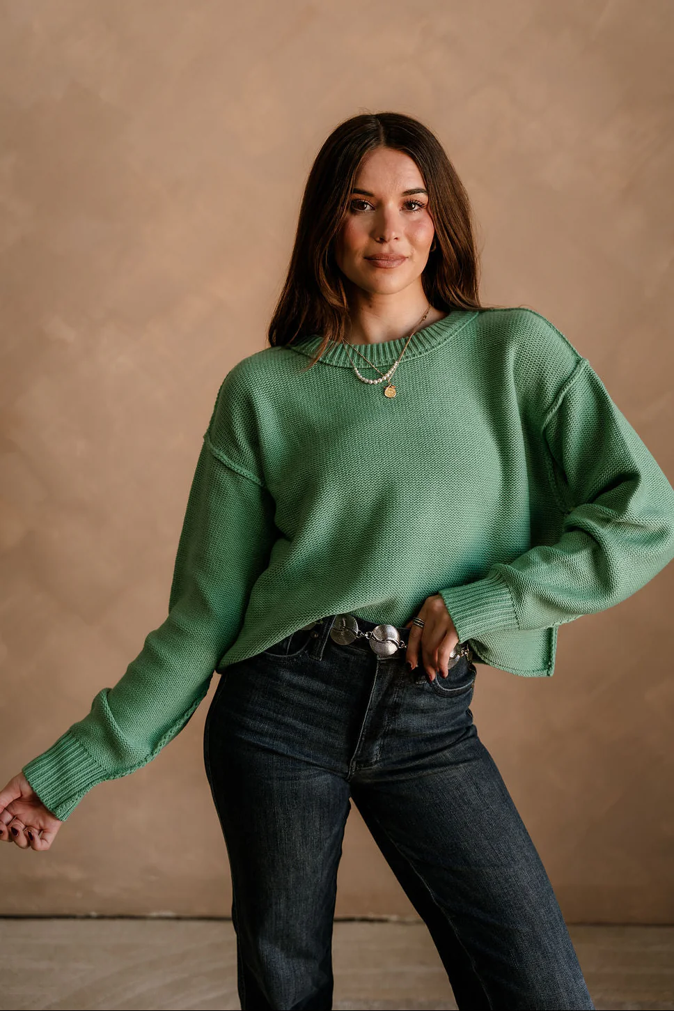 Leila Emerald Green Knit Sweater - Image 4