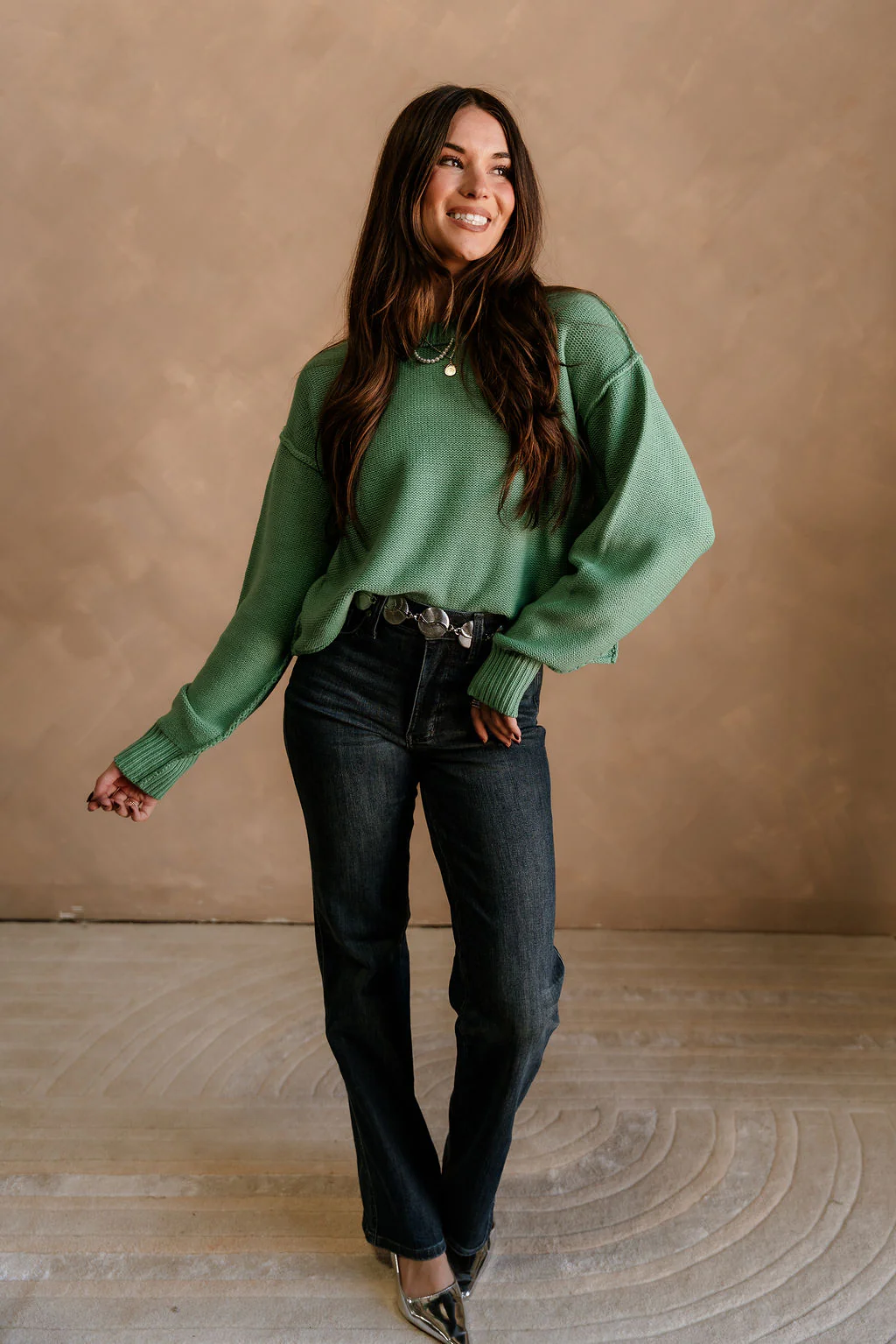 Leila Emerald Green Knit Sweater - Image 5