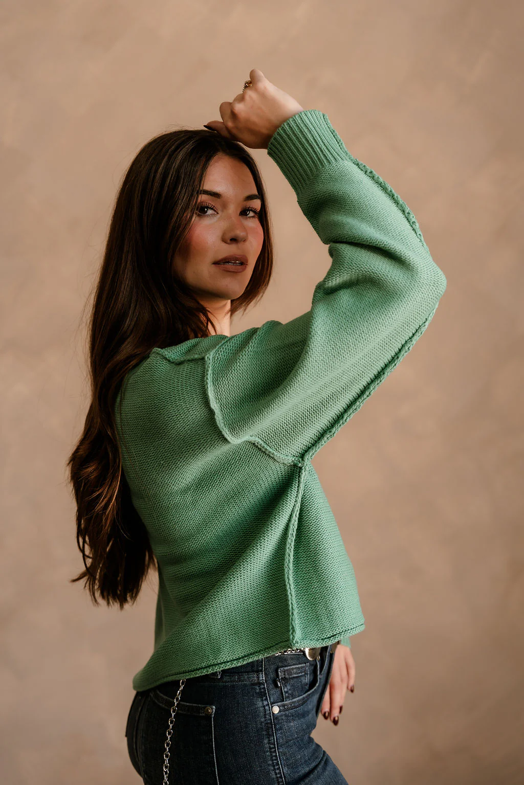 Leila Emerald Green Knit Sweater - Image 8