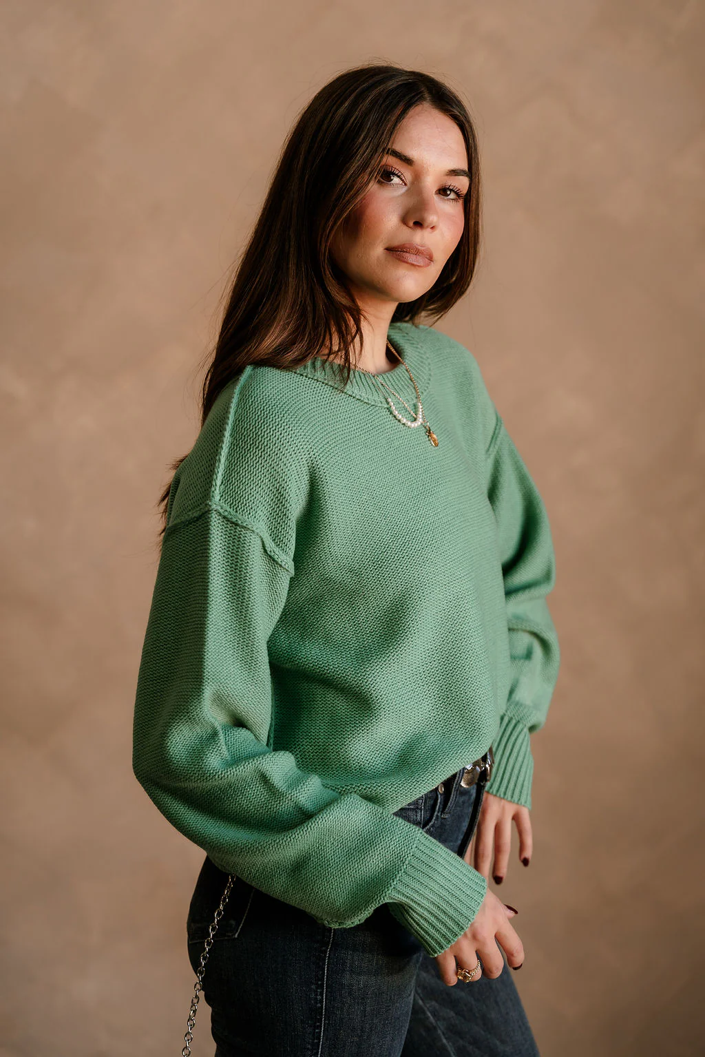 Leila Emerald Green Knit Sweater - Image 9