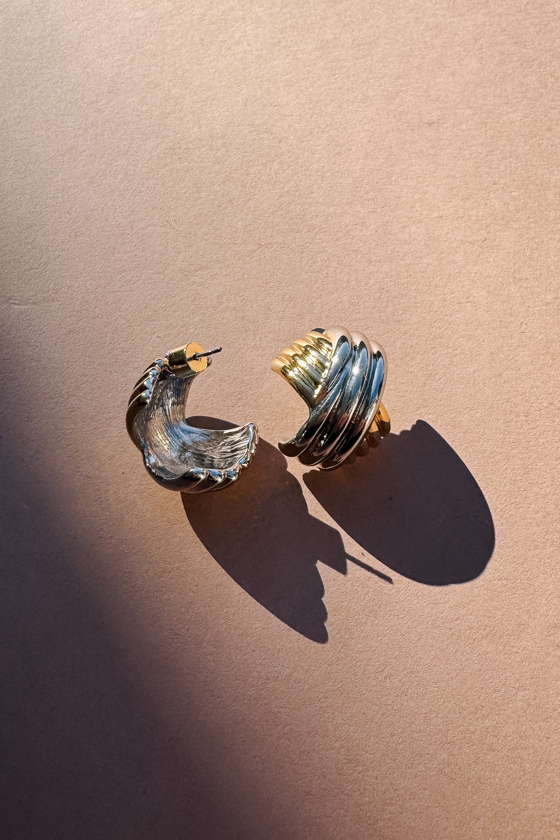 Leila Gold & Silver Criss Cross Earrings - Image 2