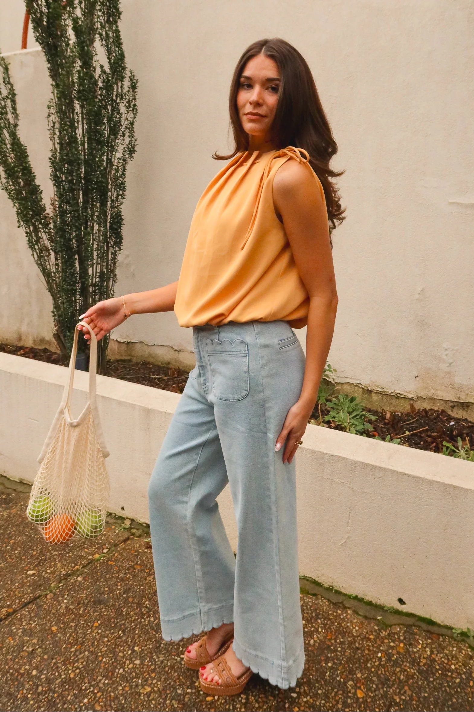 Leila Orange Bubble High Neck Tank - Image 5