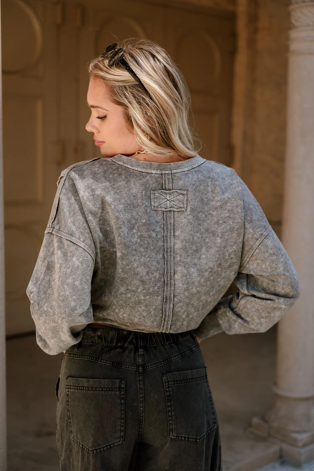 Leila Washed Black Long Sleeve Top - Image 6