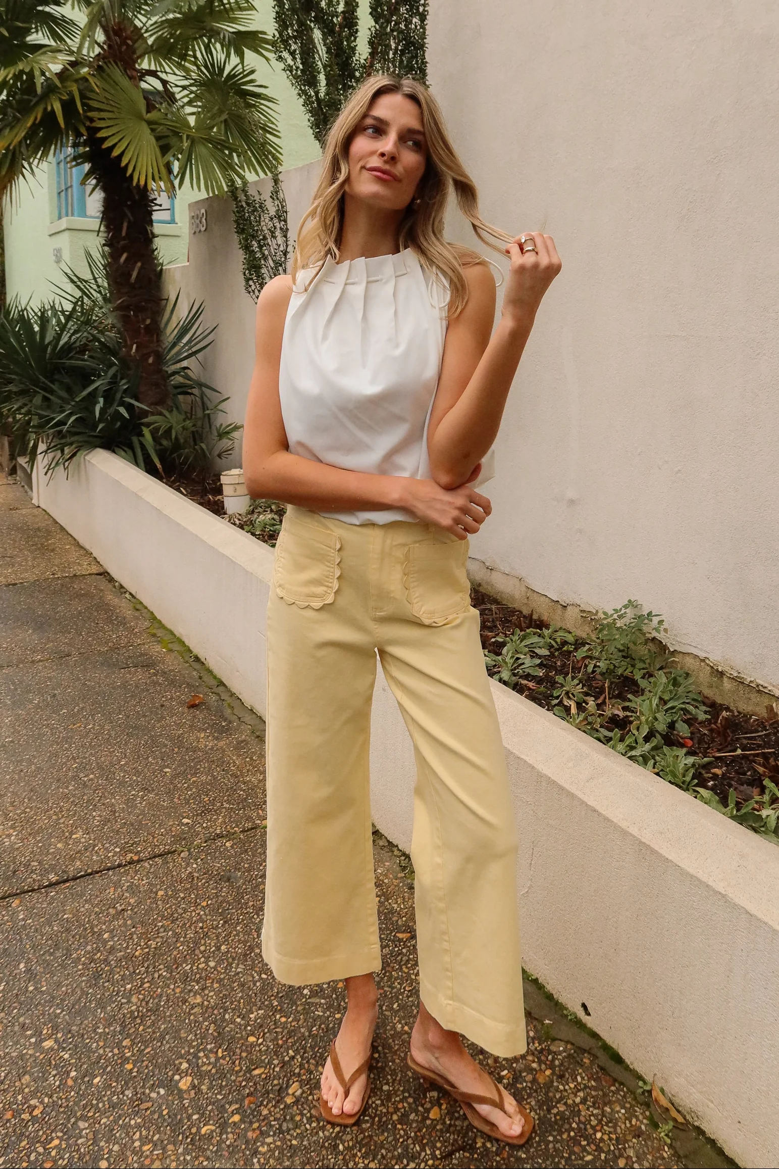 Leila White Bubble High Neck Tank - Image 2
