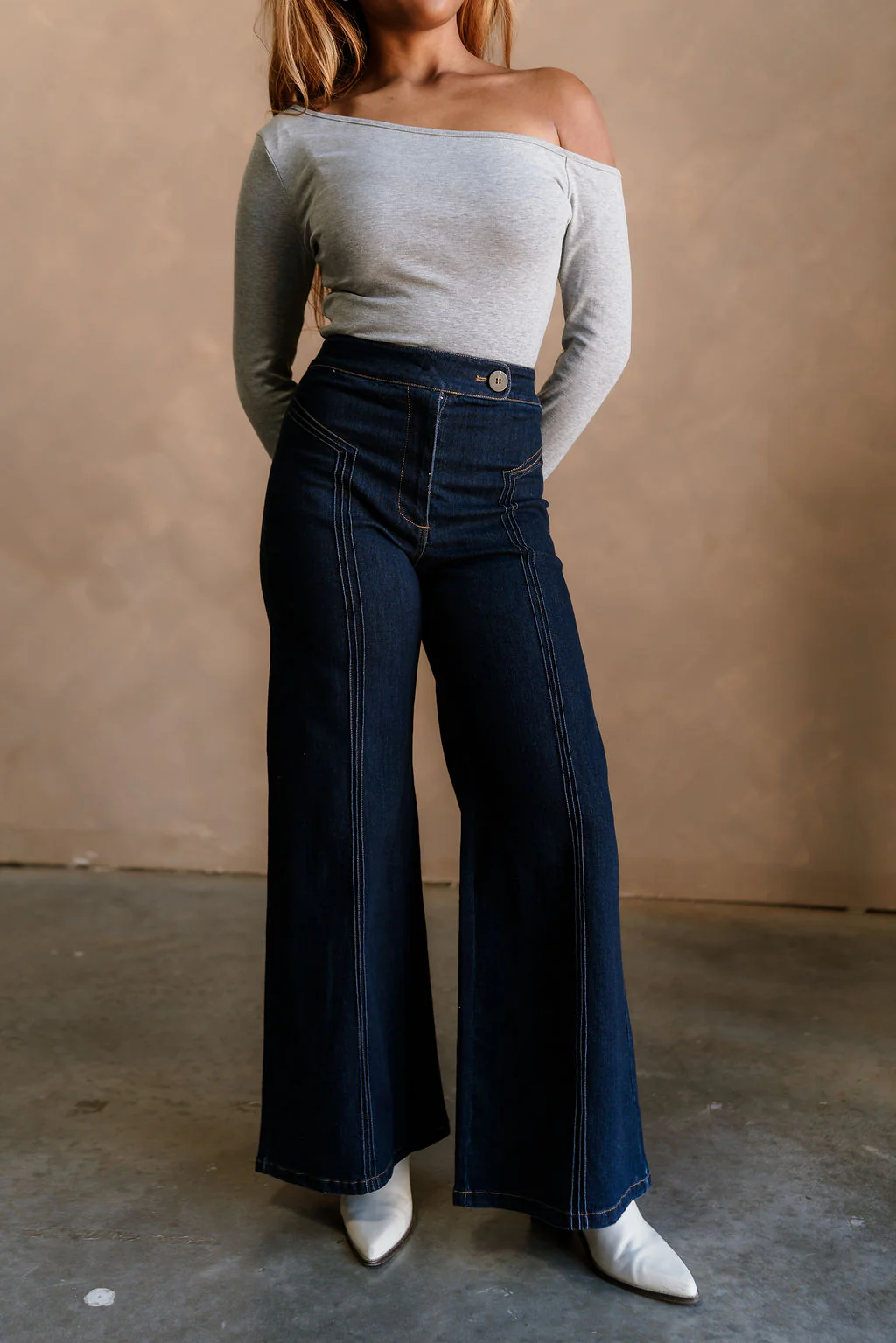 Lena Dark Denim Wide Leg Jeans