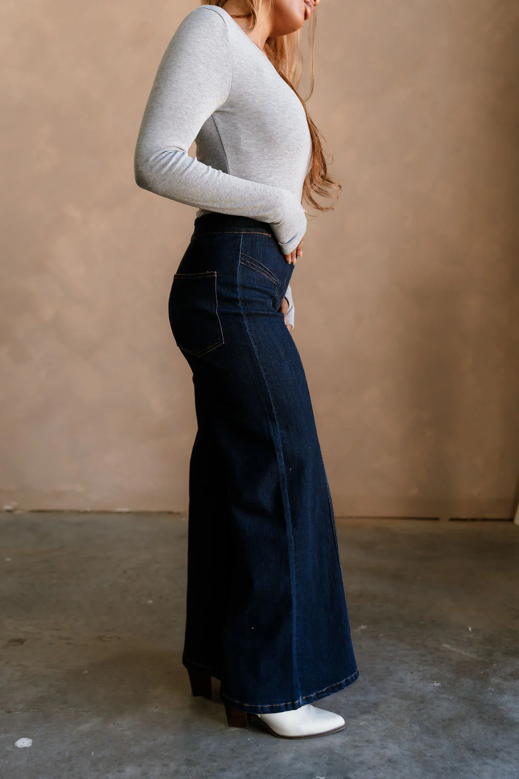 Lena Dark Denim Wide Leg Jeans - Image 2
