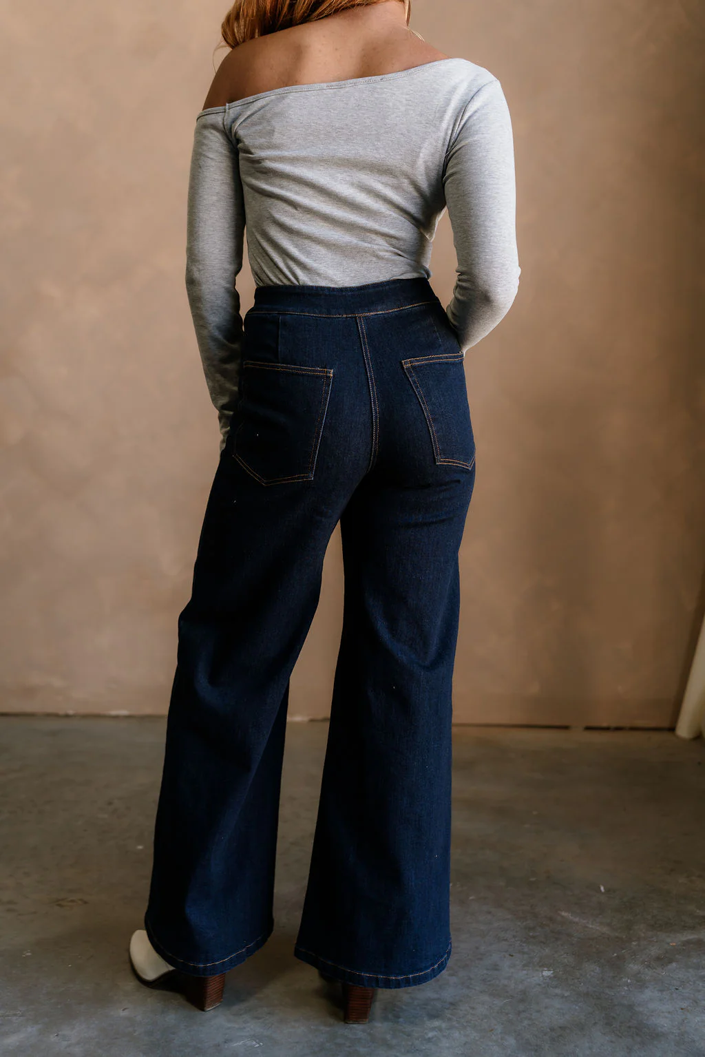 Lena Dark Denim Wide Leg Jeans - Image 4